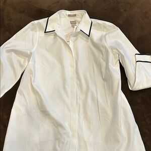 Chico’s White Dress Shirt with Black Accents. Brand new. No iron